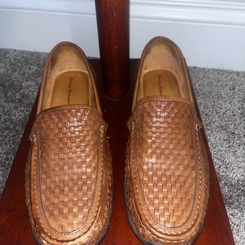 Brown Woven Leather Tommy Bahama Loafers